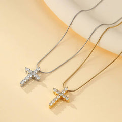 18K Stainless Steel Cross Necklace | Silver