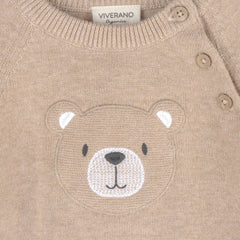 Teddy Bear Applique Baby Raglan Pullover (Organic Cotton): Oat Heather / 0-3M