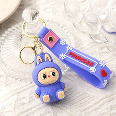 Cute Silicone Cartoon Keychain – Labubu Bag & Car Charm Gift: Pink