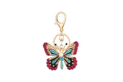 Rhinestone Sparkling Butterfly Themed Key Chain: Pearl