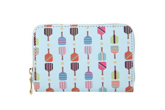 Pickle Ball Printed Coin Purse Small Wallet: Pink