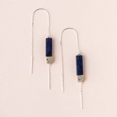Rectangle Stone Earring - Lapis/Black/Silver