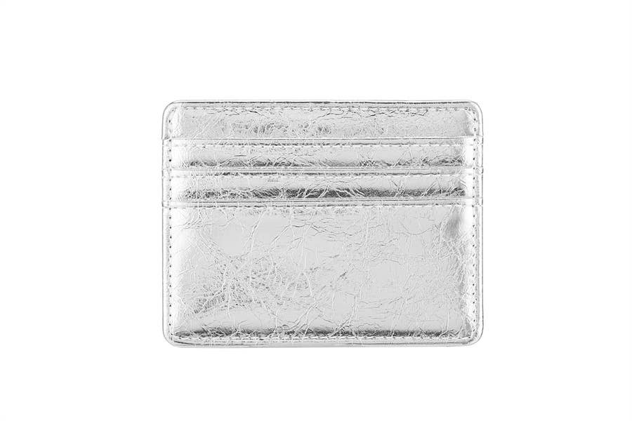 Faux Leather Ladies Card Holder: Silver