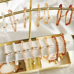 Glass Bead Tagged Bracelet - Gold Plated