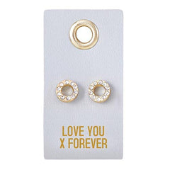 Leather Tag Earrings - Circle "Love You x Forever"