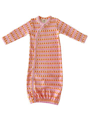 Pumpkin Stripe Pink / Organic Gown: ONE SIZE