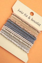 Boho Multi-Style Hair Tie Bracelet Set | Dark Brown