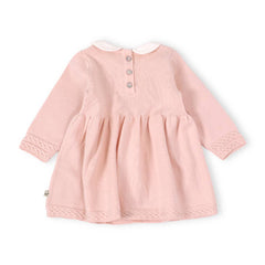 Milan Peter Pan Tulip Knit Baby Sweater Dress (Organic): Blush / 3-6M