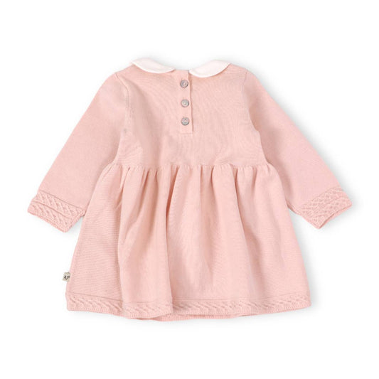 Milan Peter Pan Tulip Knit Baby Sweater Dress (Organic): Blush / 18-24M