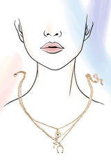Trio Layer Necklace - Gold Horseshoe + Cross + Hat