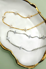 18K Stainless Steel Flower Bracelet - Silver