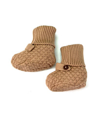Milan Earthy Baby Booties Shoes Sweater Knit -Organic Cotton: Dusty Blue / 3-6