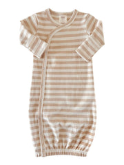 Biscuit Stripe / Organic Gown: 0 - 3 mo.