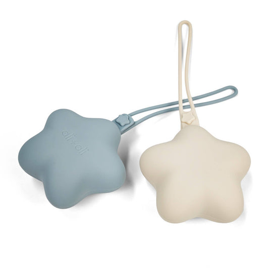Ali+Oli Silicone Pacifier Case 2 pack Star (Mist-Sand)