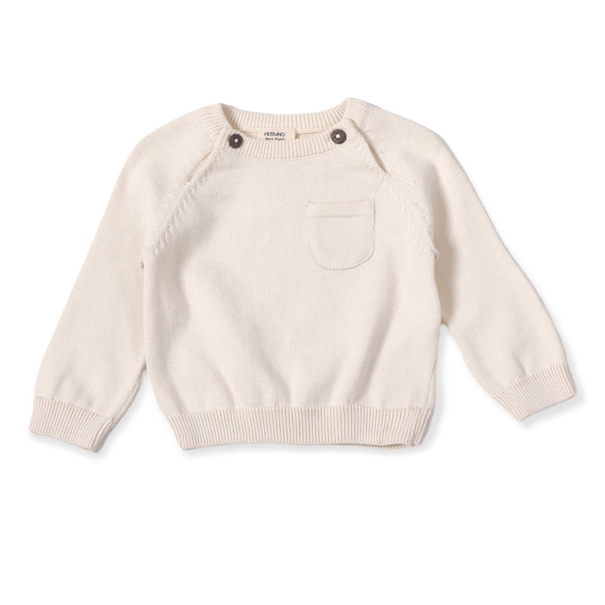 Milan Raglan Sweater Knit Baby Pullover (Organic Cotton): Cream / 6 - 12 Month