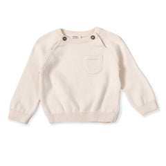 Milan Raglan Sweater Knit Baby Pullover (Organic Cotton): Cream / 0 - 3 Month