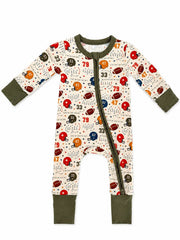 2-Way Zip Romper, Vintage Football Playbook: 6 - 12 mo.