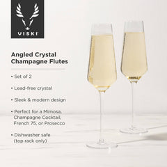 Raye™ Angled Crystal Champagne Flutes - Set of 2 by Viski