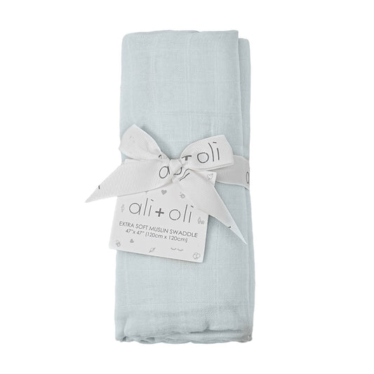 Bamboo Muslin Swaddle Blanket (Misty Sky)