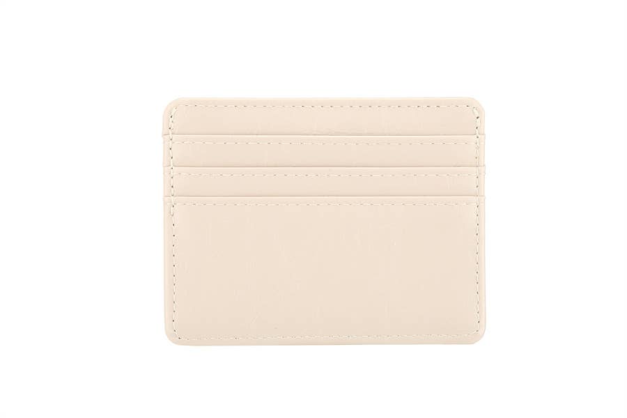 Faux Leather Ladies Card Holder: Beige