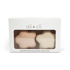 Ali+Oli Silicone Pacifier Case 2 pack Star (Blush & Sand)