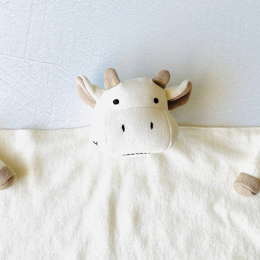 Cow- Organic Baby Lovey Security Blanket Cuddle Cloth