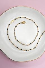 18K Stainless Steel Cross Necklace | Black