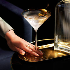 Deco Meridian Gold-Rimmed Crystal Martini Glasses - Set of 2