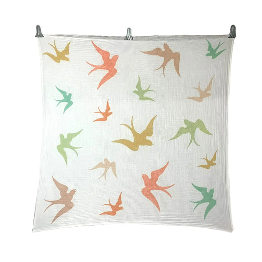 Colorful Birds Swaddle Blanket - 100% Organic Cotton