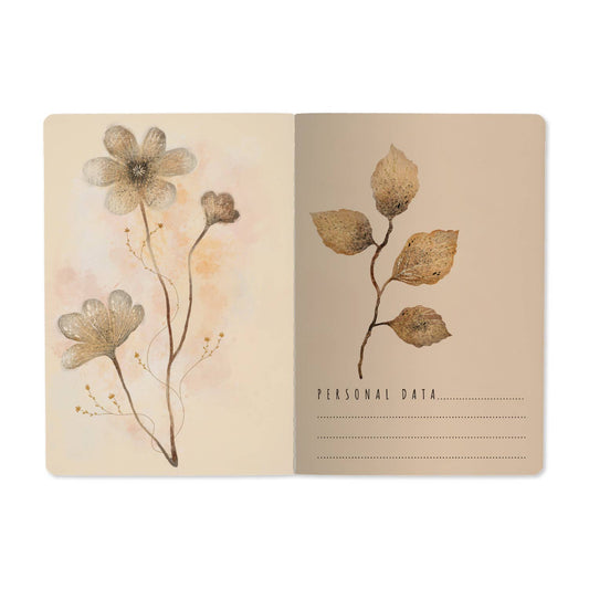 A5 Notebook - Blush and Golden Flowers 