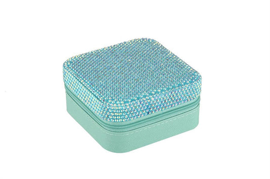 Rhinestone Multi Compartment Jewelry Box: Red