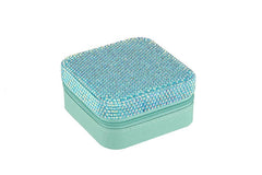 Rhinestone Multi Compartment Jewelry Box: White