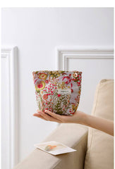 Purple Embroidery Cosmetic Bag/ Small