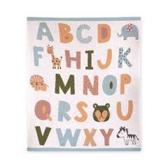 Alphabet Blue - Organic Jacquard Sweater Knit Baby Blanket: Natural/Blue / One Size
