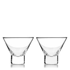 Raye™ Heavy-Base Stemless Crystal Martini Glasses - Set of 2