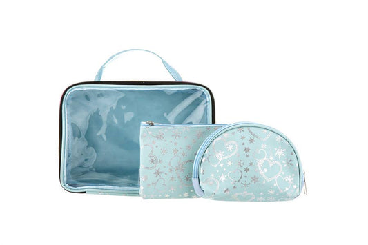 3 Piece Set: Clear and Pink Cosmetic Bags
