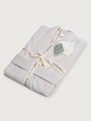 Men's Organic Waffle Weave Spa & Bath Robe (2 Colors): Pewter / White / L/XL