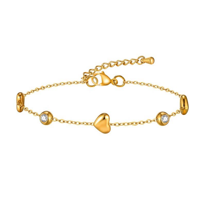 18K Stainless Steel Heart Bracelet | GOLD