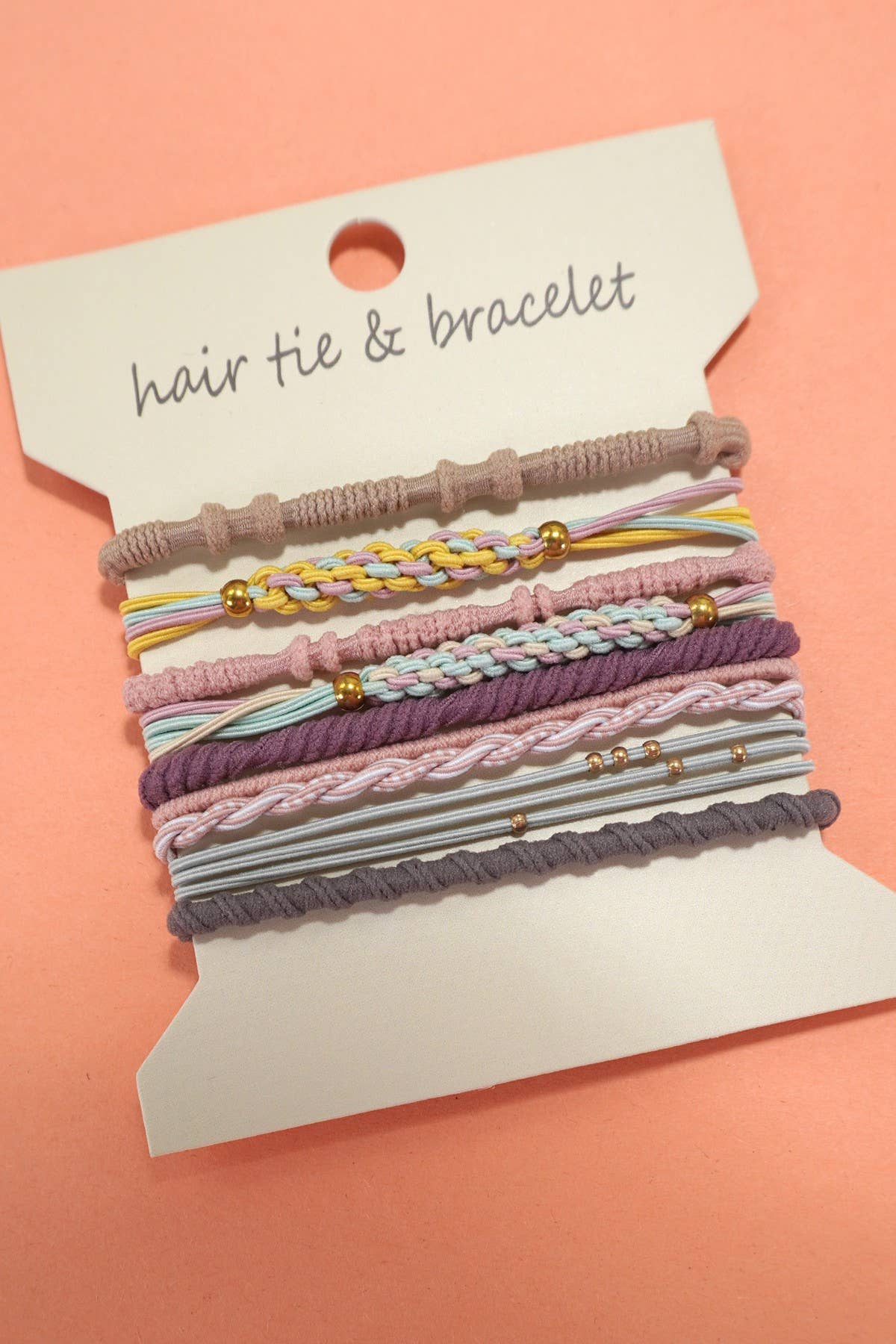 Boho Multi-Style Hair Tie Bracelet Set | 91H51035: Pastel