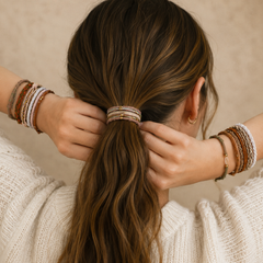 Boho Multi-Style Hair Tie Bracelet Set | Pastel Ivory