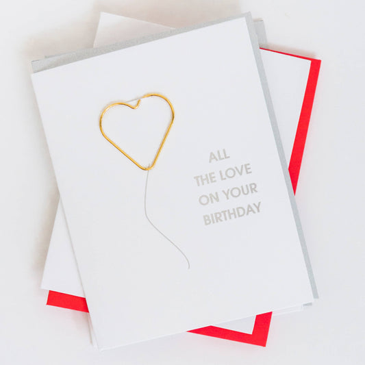 Love On Your Birthday Paper Clip Letterpress Greeting Card