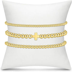 Cross Multi Layer Chain Bracelet | Gold