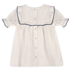 Cadence Floral Embroidered Baby Dress + Bloomer (Organic): Coconut Milk / 3-6M