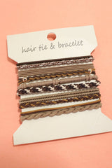 Boho Multi-Style Hair Tie Bracelet Set | Dark Brown