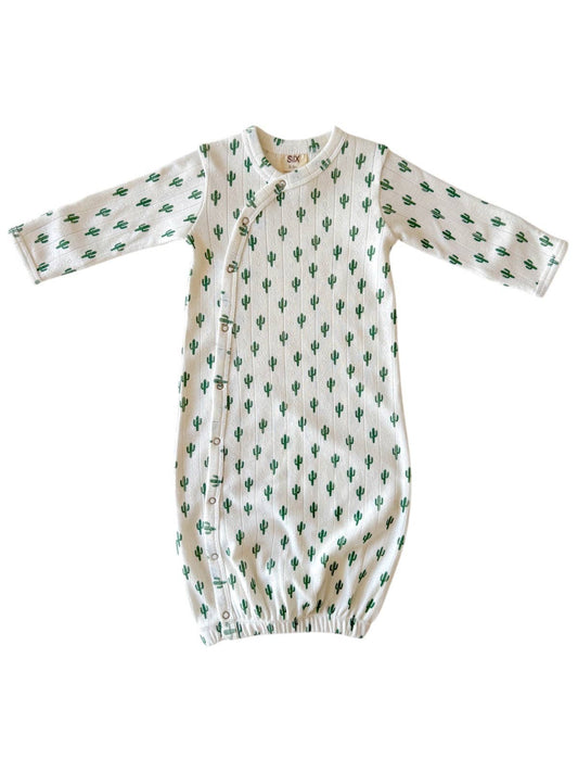 Cactus / Organic Pointelle Gown: 0-3M