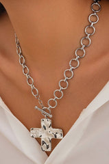 Hammered Cross Necklace | Silver