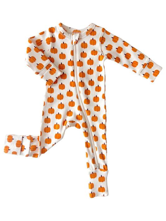 Pumpkin / Organic 2-Way Zip Romper: 3-6M