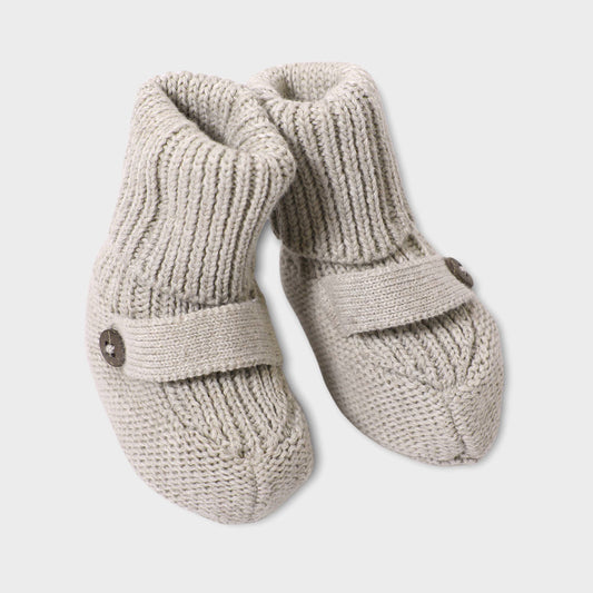 Milan Earthy Baby Booties Shoes Sweater Knit -Organic Cotton: Dusty Blue / 0-3
