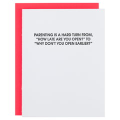Parenting Hard Turn - Funny Parenting Letterpress Card