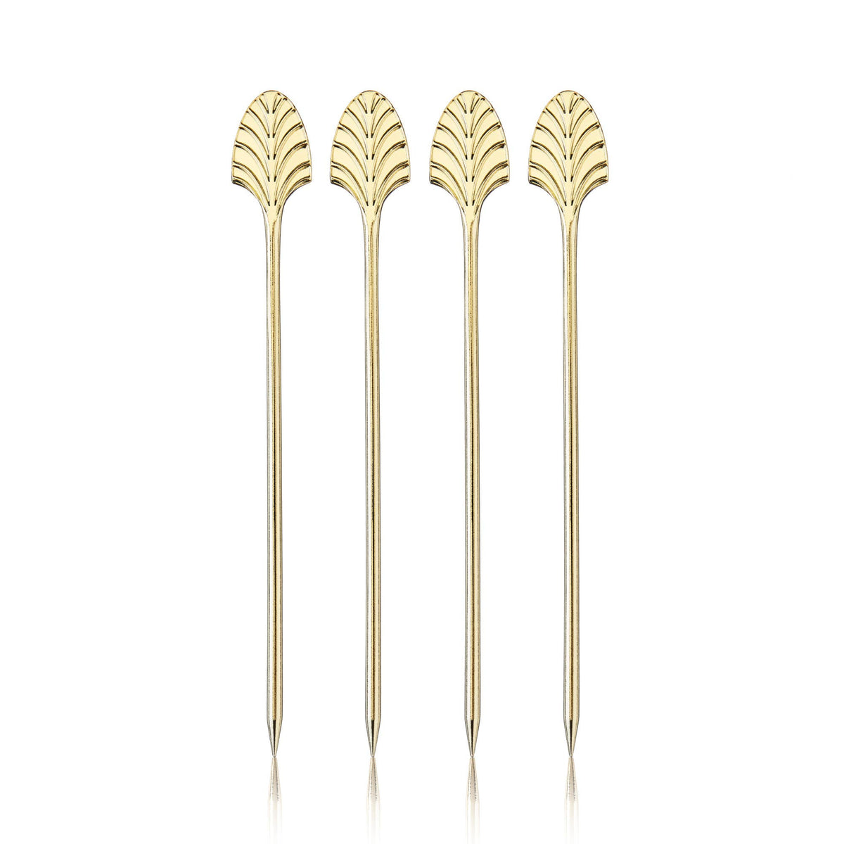 Art Deco Reusable Gold-Plated Cocktail Picks - Set of 4